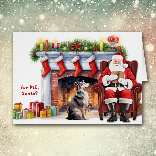 Santa's Gift Australian Shepherd Dog Christmas Cards (Creator Uploaded)