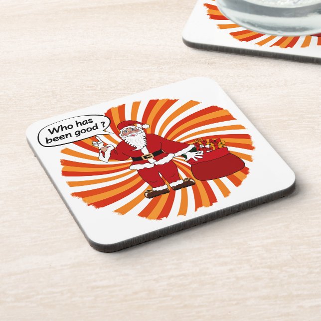 Santa's Gift Bag Beverage Coaster (Left Side)