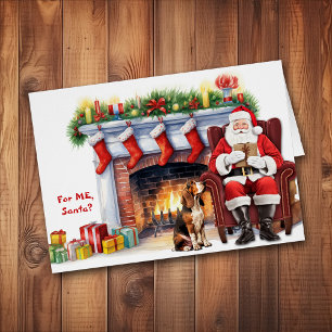 Santa's Gift Basset Hound Dog Christmas Cards