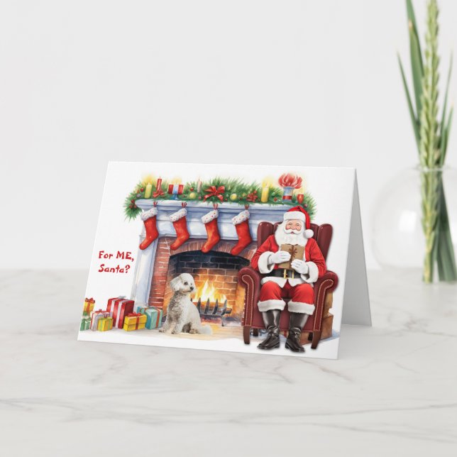 Santa's Gift Bichon Frise Dog Christmas Holiday Card (Front)