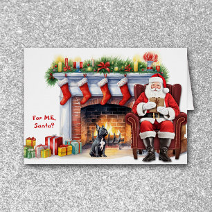 Santa's Gift Black French Bulldog Christmas Cards