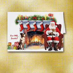 Santa's Gift Border Collie Dog Christmas Cards