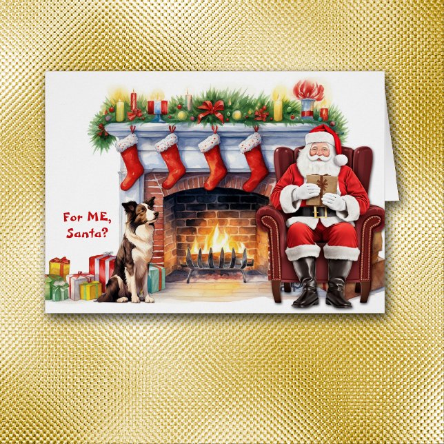 Santa's Gift Border Collie Dog Christmas Cards (Creator Uploaded)