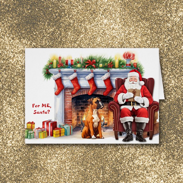 Santa's Gift Boxer Dog Christmas Cards (Creator Uploaded)