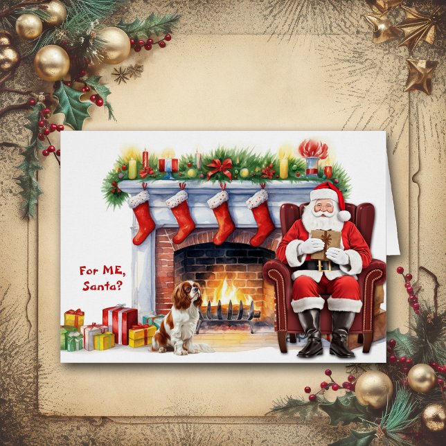 Santa's Gift Cavalier King Charles Spaniel Holiday Cards (Creator Uploaded)
