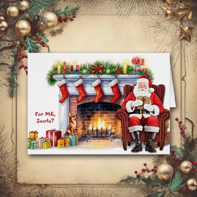 Santa's Gift Chihuahua Dog Christmas Cards (Creator Uploaded)
