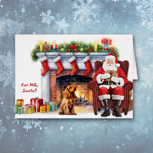 Santa's Gift Cocker Spaniel Dog Christmas Cards (Creator Uploaded)