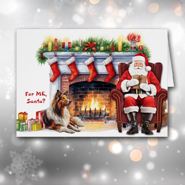 Santa's Gift Collie Dog Holiday Cards (Creator Uploaded)
