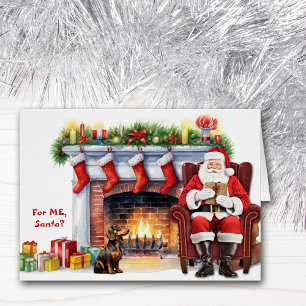 Santa's Gift Dachshund Dog Christmas Cards
