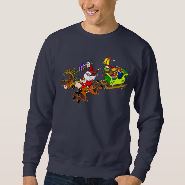 Santa's Gift Delivery with a Slingshot! Sweatshirt (Front)
