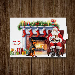Santa's Gift Doberman Pinscher Dog Christmas Cards