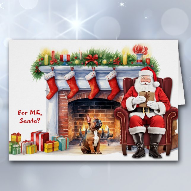 Santa's Gift French Bulldog Christmas Cards (Creator Uploaded)