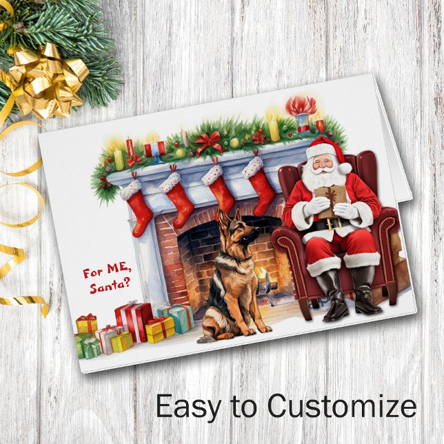 Santa's Gift German Shepherd Dog Christmas Cards (Creator Uploaded)