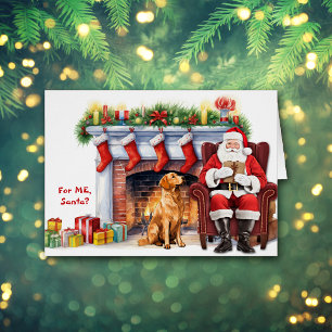 Santa's Gift Golden Retriever Dog Christmas Cards