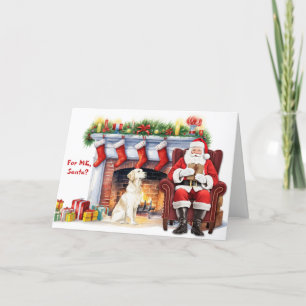 Santa's Gift Golden Retriever Dog Cute Christmas Holiday Card