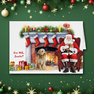 Santa's Gift Goldendoodle Dog Christmas Cards