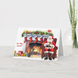 Santa's Gift Italian Greyhound Dog Christmas Holiday Card