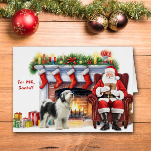 Santa's Gift Old English Sheepdog Holiday Cards