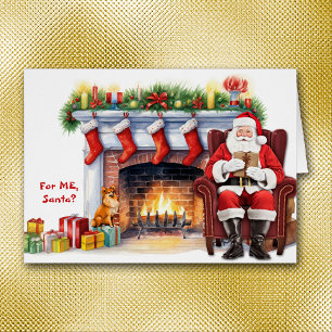 Santa's Gift Pomeranian Dog Christmas Cards