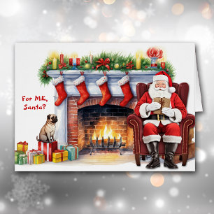 Santa's Gift Pug Dog Christmas Cards