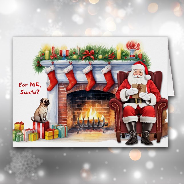 Santa's Gift Pug Dog Christmas Cards (Creator Uploaded)