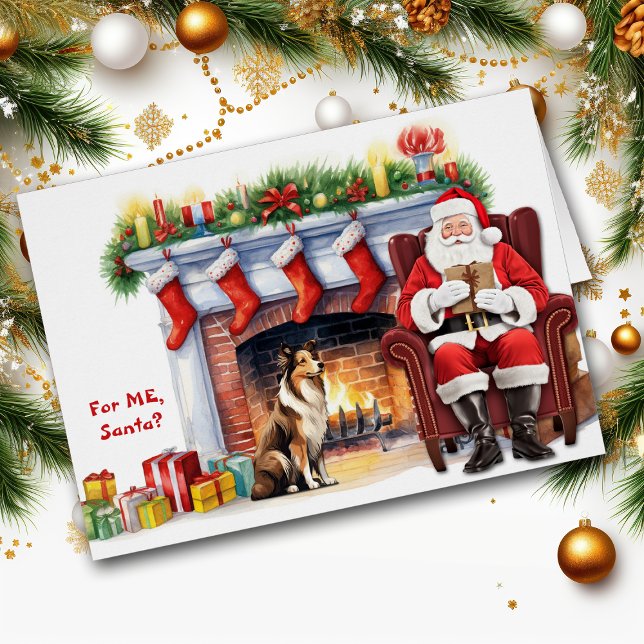 Santa's Gift Shetland Sheepdog Christmas Cards (Creator Uploaded)