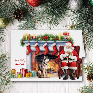 Santa's Gift Siberian Husky Dog Christmas Cards
