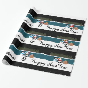 Santa's Gift To Snowman Wrapping Paper