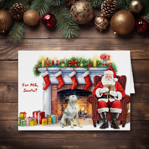 Santa's Gift White Pitbull Dog Holiday Cards