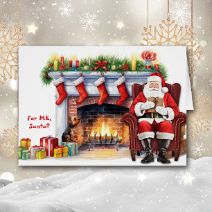 Santa's Gift Yorkshire Terrier Dog Christmas Cards