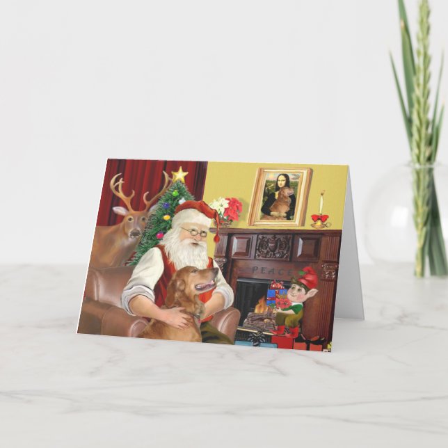 Santa's Golden Retriever (#12) Holiday Card (Front)
