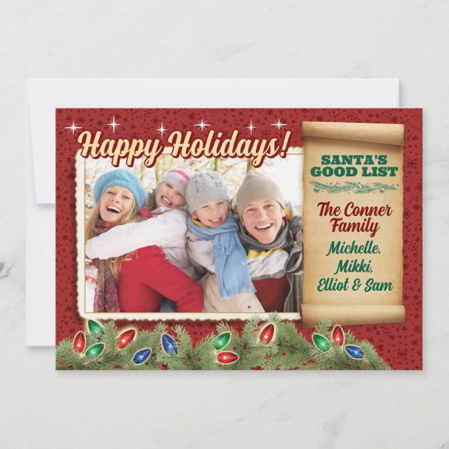 Santa's Good List Christmas Photo Cards (Front)