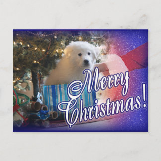 SANTA'S GREAT PYRENEES CHRISTMAS PUPPY GIFT HOLIDAY POSTCARD