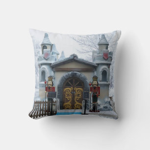 Santas Grotto and Nutcracker Guards Throw Pillow