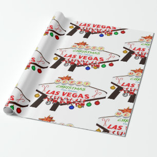 Santas hanging on Las Vegas Sign Wrapping Paper