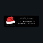 Santa's Hat Christmas Return Address Label Black<br><div class="desc">Celebrate the Christmas Holiday Season with fun Santa's Hat Return Address Labels. Choose the type of font you want to use for your name.</div>