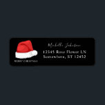 Santa's Hat Christmas Return Address Label Black<br><div class="desc">Celebrate the Christmas Holiday Season with fun Santa's Hat Return Address Labels. Choose the type of font you want to use for your name.</div>