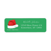Santa's Hat Christmas Return Address Label Green