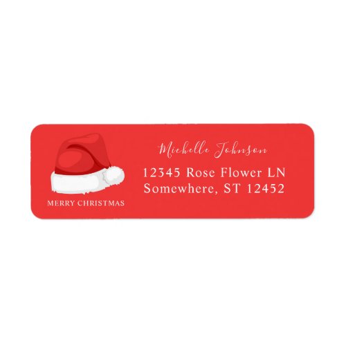 Santas Hat Christmas Return Address Label Red