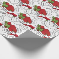 Volleyball and Santa Clause Red & Green Christmas Wrapping Paper, Zazzle