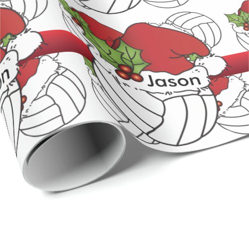 Santas Hat Christmas Volleyball  DIY Name Wrapping Paper