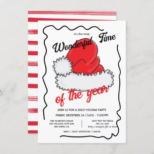 Santa's Hat Holiday Hand drawen Christmas Party Invitation