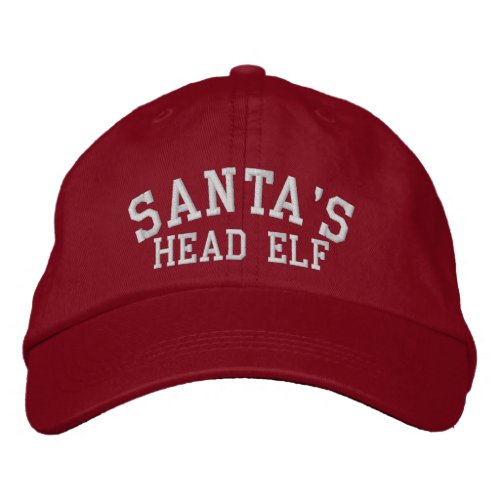 Santas Head Elf Embroidered Baseball Hat