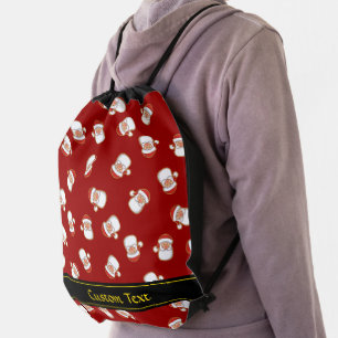 Santa's Head Pattern Drawstring Bag