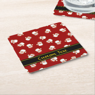 Santa's Head Pattern Square Paper Coaster