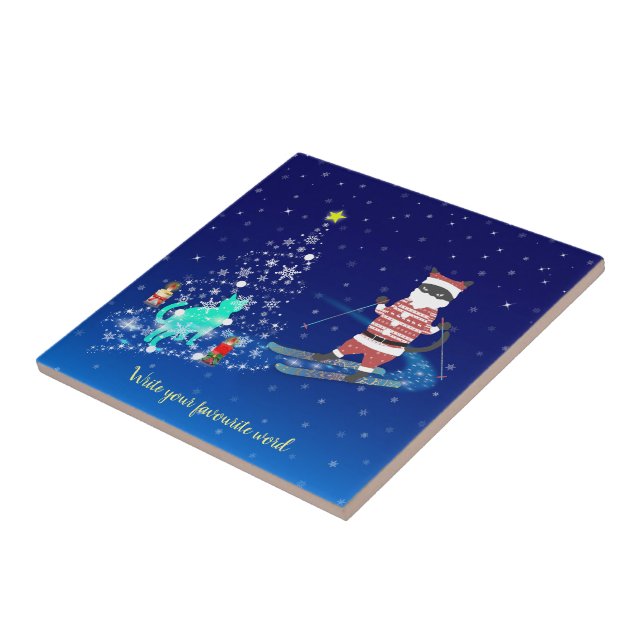 Santa's Heart-Warming Night Ceramic Tile (Side)