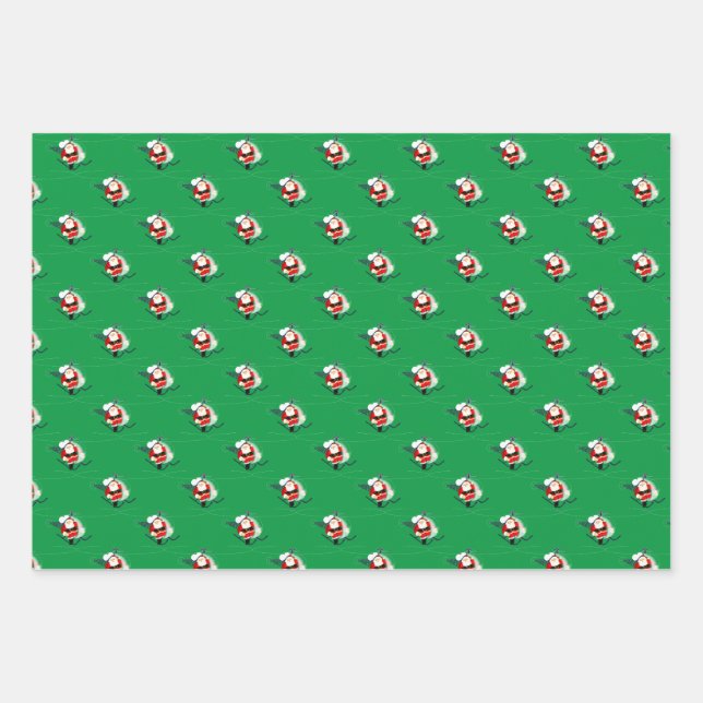 Santa's Helicopter Wrapping Paper Sheets (Front)