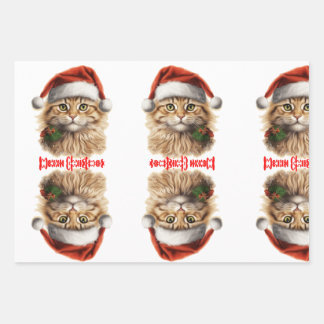 Santa's Helper Cat Cadeaupapier Vellen Set Wrapping Paper Sheets