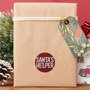 Santa's Helper Christmas Classic Round Sticker