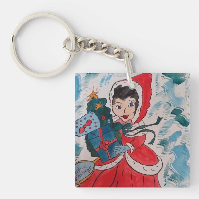 Santa's Helper Christmas Keychain (Front)
